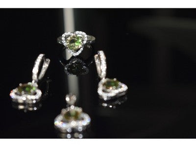 925 Sterling Silver Alpanite & CZ Jewelry SET Turkey