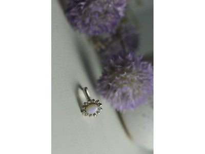 Vintage 925 Sterling Silver Opal & Quartz Ring Size 5.5