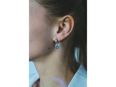 Vintage 925 Sterling Silver Topaz Earrings