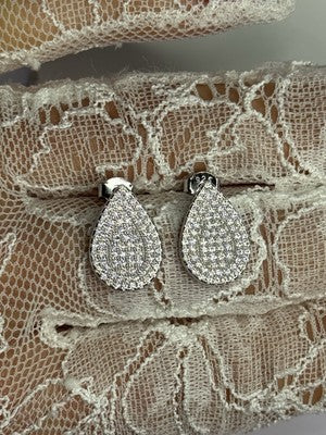 925 Sterling Silver Drop CZ Earrings Length 0.65 Inch