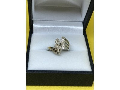 925 Sterling Silver Black Spinel "Flower" Ring Size 5