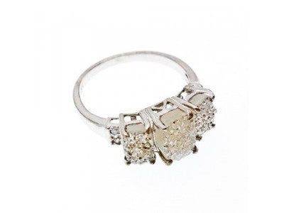 925 Sterling Silver Raw Uncut Diamonds Cluster Stones Set Ring Size 7