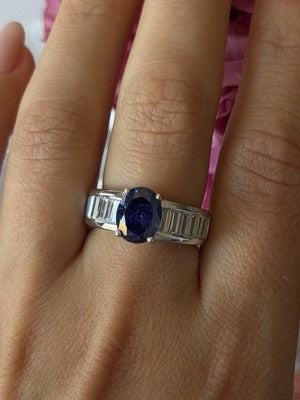 925 Sterling Silver Tourmaline & Beryl Ring Size 8