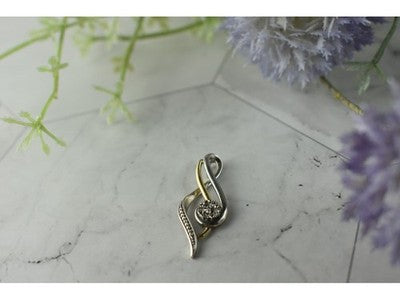 925 Sterling Silver with Gold inserts (10K) & Diamonds "Violin clef" Pendant