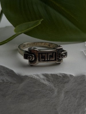 Men's Vintage Greek Key 925 Sterling Silver Ring Size 12.5