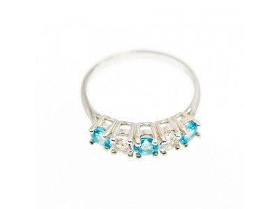 925 Sterling Silver Topaz and Beryl Ring Size 9