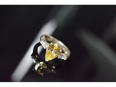 925 Sterling Silver Yellow CZ Ring Size 10.5