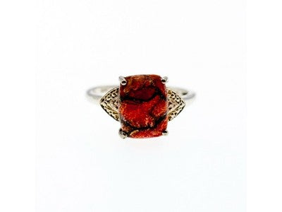 Vintage 925 Sterling Silver Jasper Ring Size 6.5