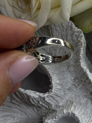 Vintage Filigree 925 Sterling Silver Blue & Clear Topaz Ring Size 8.5