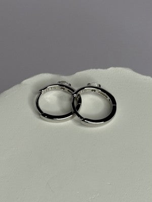 925 Sterling Silver Minimalist CZ Earrings Length 0.5 Inch