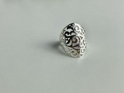 925 Sterling Silver Openwork Ring Size 7