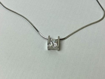 925 Sterling Silver CZ Chain With Pendant Italy