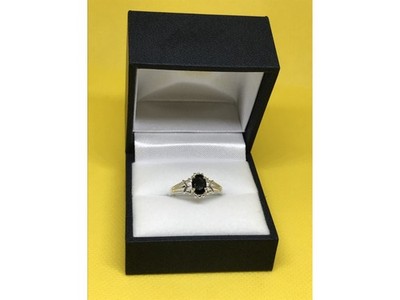 925 Sterling Silver Black Spinel Ring Size 7