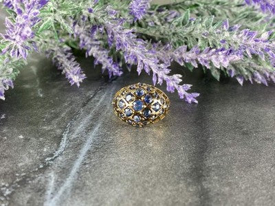 925 Sterling Silver Gold Plated Tanzanite Ring Size 5.5