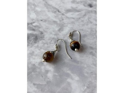 Vintage 925 Sterling Silver Agate Earrings
