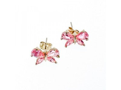925 Sterling Silver Pink CZ "Butterfly" Stud Earrings Italy
