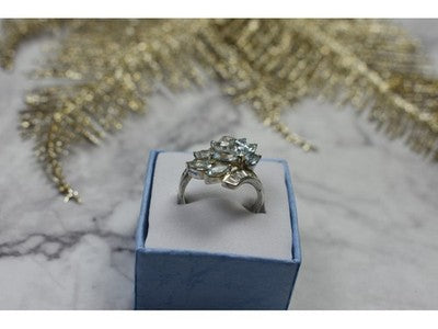 925 Sterling Silver Blue Spinel Ring Size 8