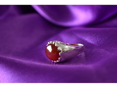 925 Sterling Silver Carnelian Ring Size 6.5