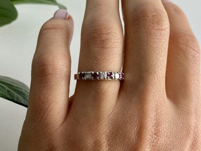 925 Sterling Silver Pink Spinel & CZ Ring Size 7