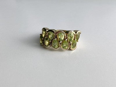 925 Sterling Silver Gold Plated Peridot Ring Size 6.5