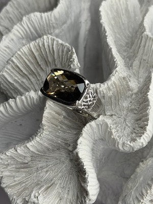 925 Sterling Silver Brown Tourmaline Ring Size 7