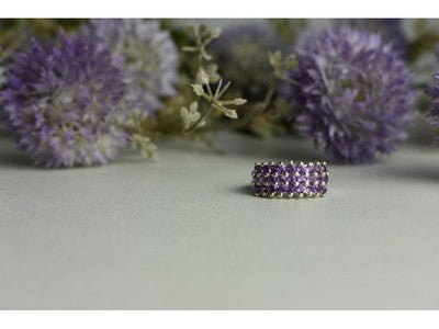925 Sterling Silver Purple Tourmaline Ring Size 8.5