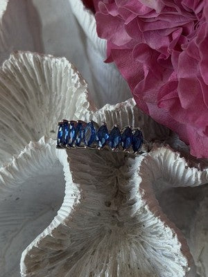 925 Sterling Silver Sapphire Ring Size 8