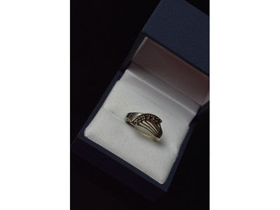 925 Sterling Silver Sapphires Ring Size 6.5