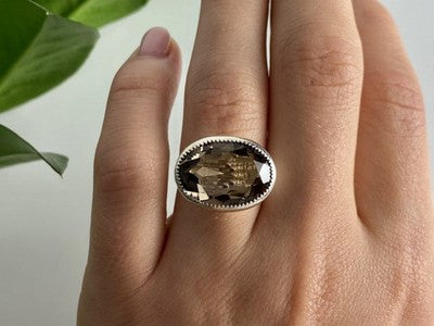 Vintage 925 Sterling Silver Hessonite Ring Size 6.5