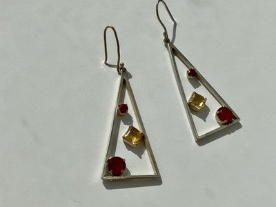 925 Sterling Silver Hessonite & Heliodor Earrings