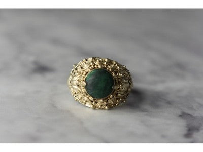 Vintage 925 Sterling Silver Malachite Ring Size 5.5