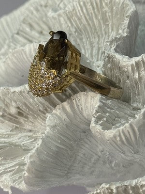 925 Sterling Silver Alpanite & CZ Ring Size 8.5 Length 0.78 Inch