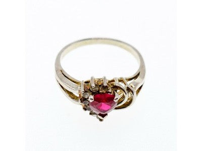 925 Sterling Silver Spinel "Heart" Ring Size 9