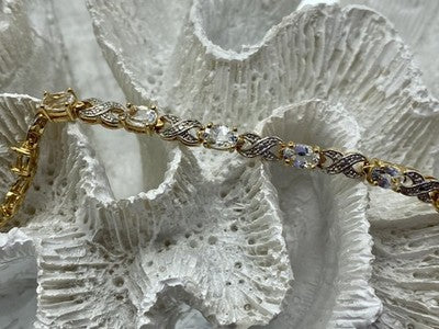 925 Sterling Silver Gold Plated Aquamarine Bracelet