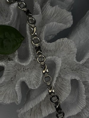 Vintage Design X-shaped & Circular Links 925 Sterling Silver Bracelet 7.5