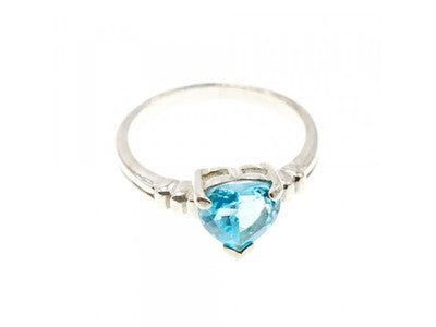 925 Sterling Silver Topaz "Heart" Ring Size 8