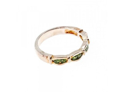 925 Sterling Silver Emeralds Ring Size 7
