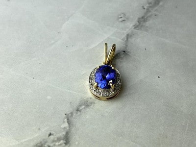 10K Yellow Gold Tanzanite & Diamonds Pendant