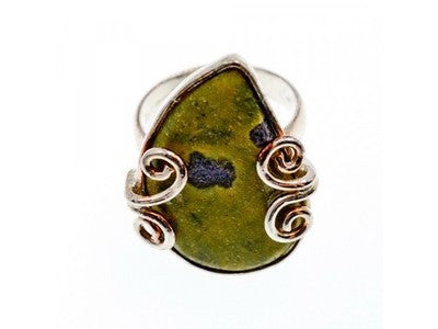 925 Sterling Silver Jasper Ring Size 5.5