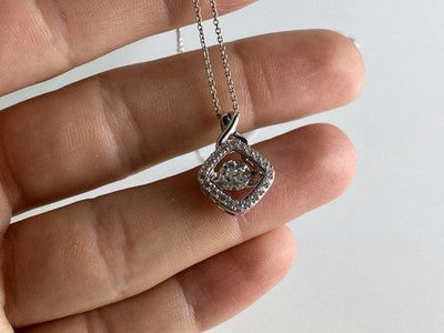 925 Sterling Silver CZ "Glitter" Chain With Pendant