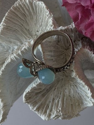 925 Sterling Silver Blue Chalcedony Ring Size 11 Sizable