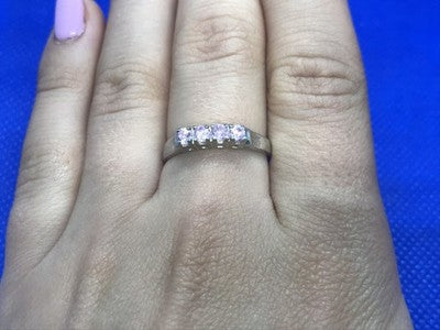 925 Sterling Silver Pink Quartz Ring Size 8
