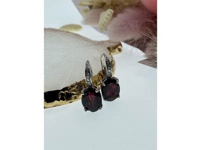 925 Sterling Silver Almandine Earrings