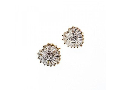 925 Sterling Silver Gold Plated CZ "Heart" Stud Earrings