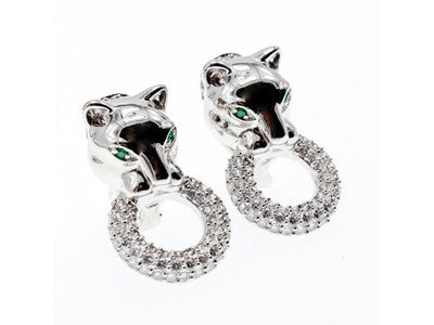 925 Sterling Silver CZ "Panther" Earrings