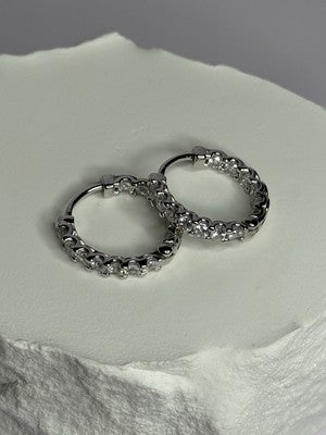 925 Sterling Silver CZ Earrings Length 0.7 Inch