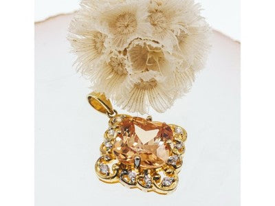 925 Sterling Silver Gold Plated Heliodor & CZ Pendant