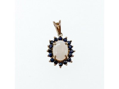 925 Sterling Silver Opal & Sapphires Pendant