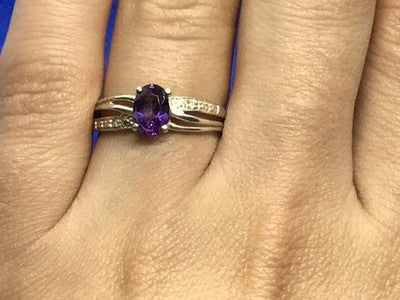925 Sterling Silver Amethyst Ring Size 7