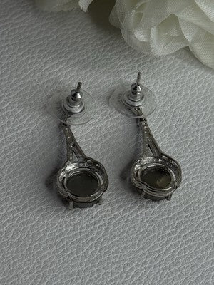 Elegant 925 Sterling Silver Marcasite Earrings Length 1.25 Inch